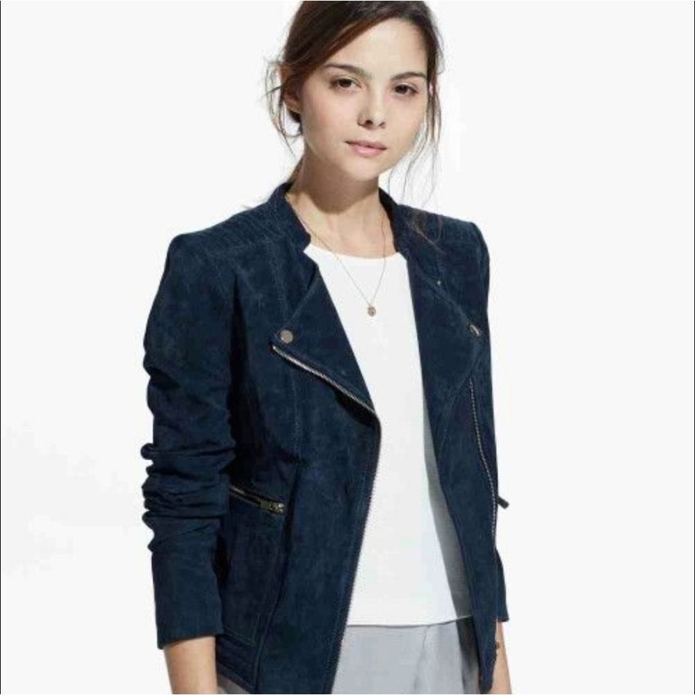 MANGO Suede Moto Coat